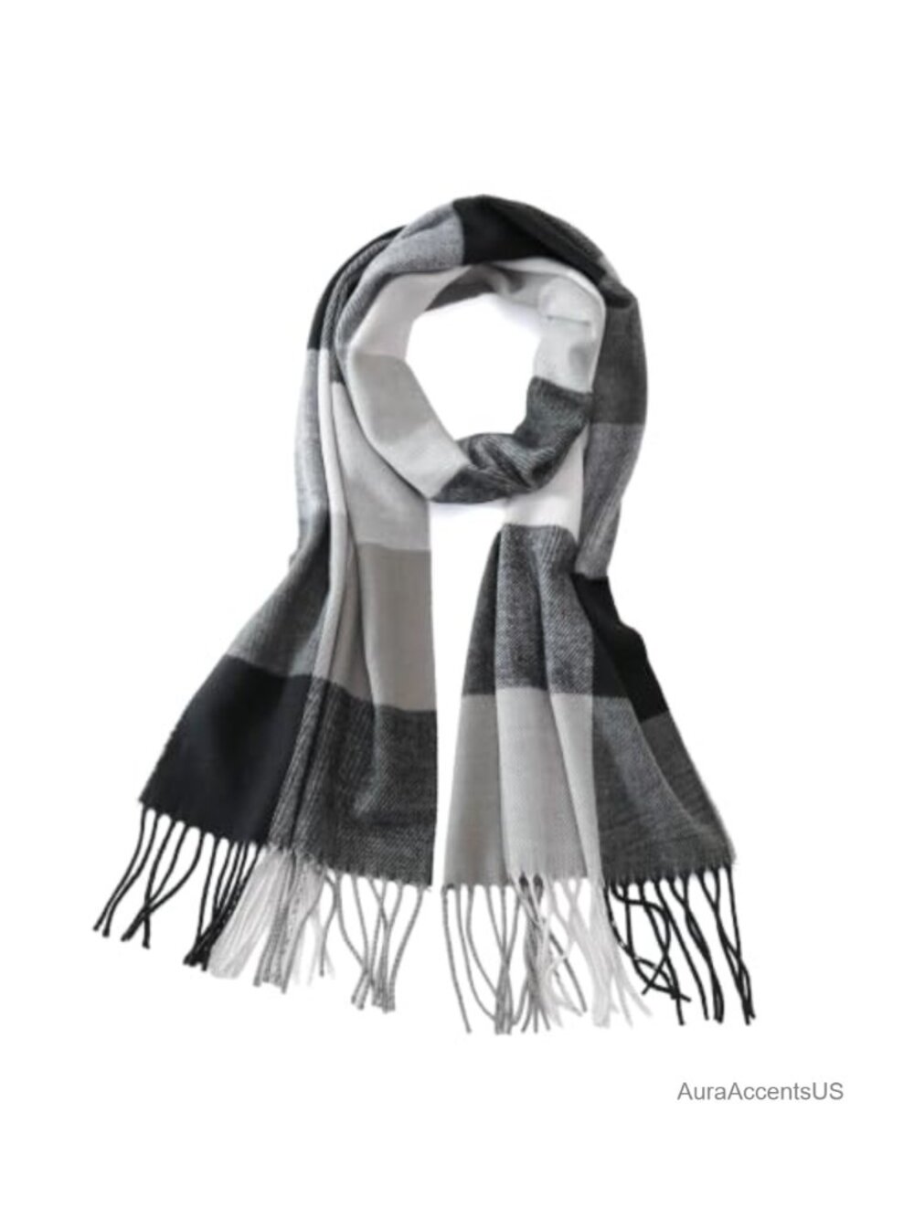 Unisex Classic Plaid Fringe Winter Scarf with Tassel Ends 71 Inch Long